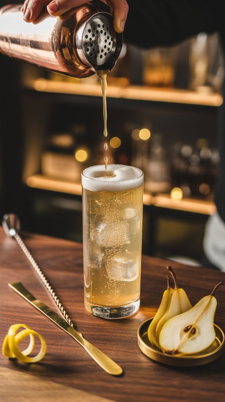 a person pouring a drink into a glass of beer