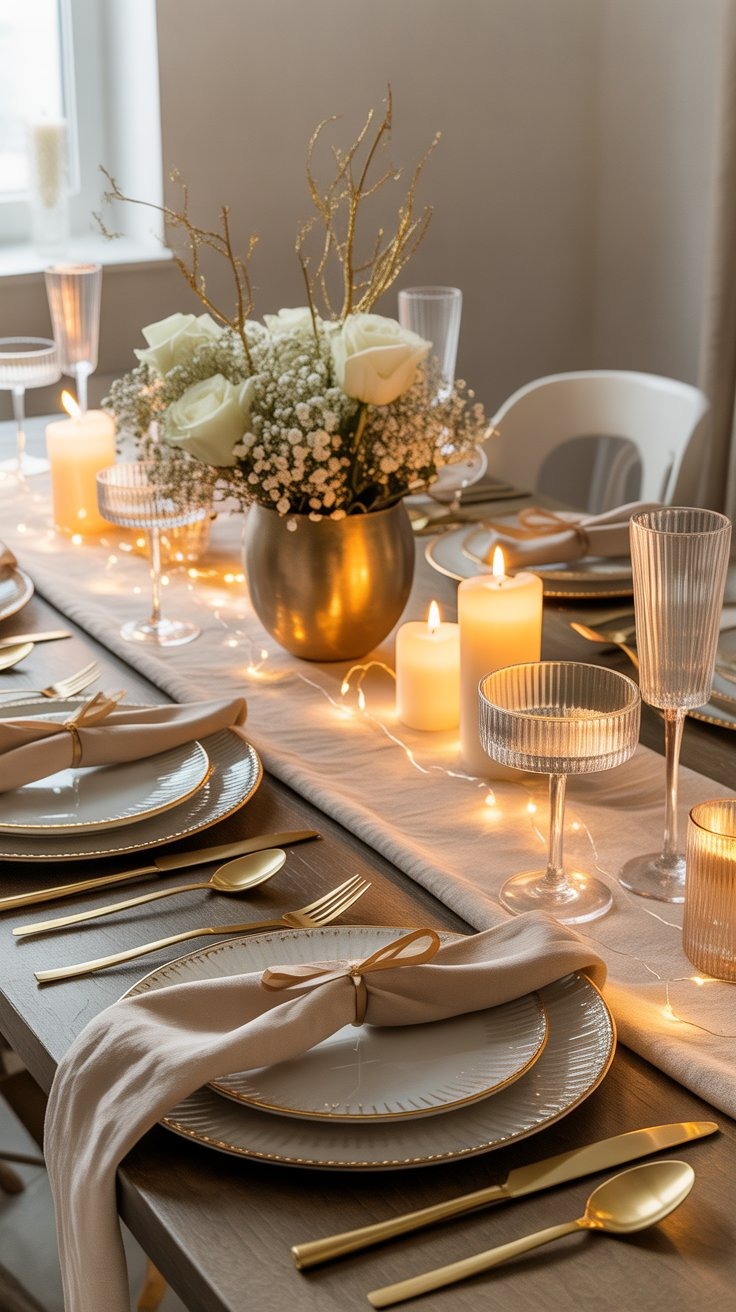 a table setting with candles and candles