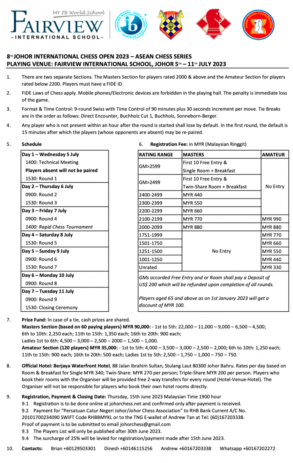 8th Johor International Chess Open 2023 - ASEAN Chess Series. Malaysia Chess. Chess Clicks