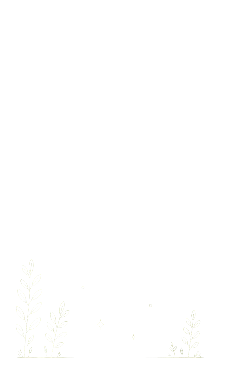 Minimalist white line art of leaves and stars on a black background for aesthetic wallpaper.