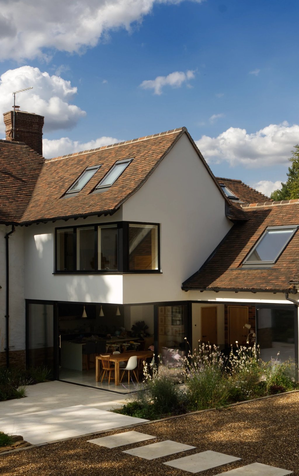 Home extension which sits well with the existing building. High quality materials and setting. 