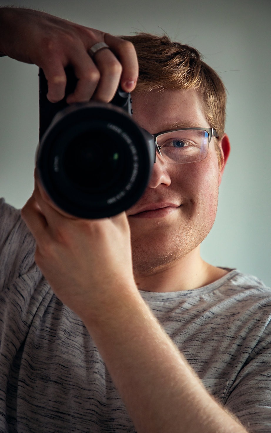 A photographer taking a portrait 