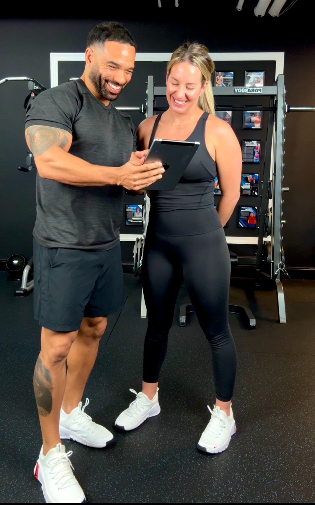 fitness trainer nutrition counseling with woman