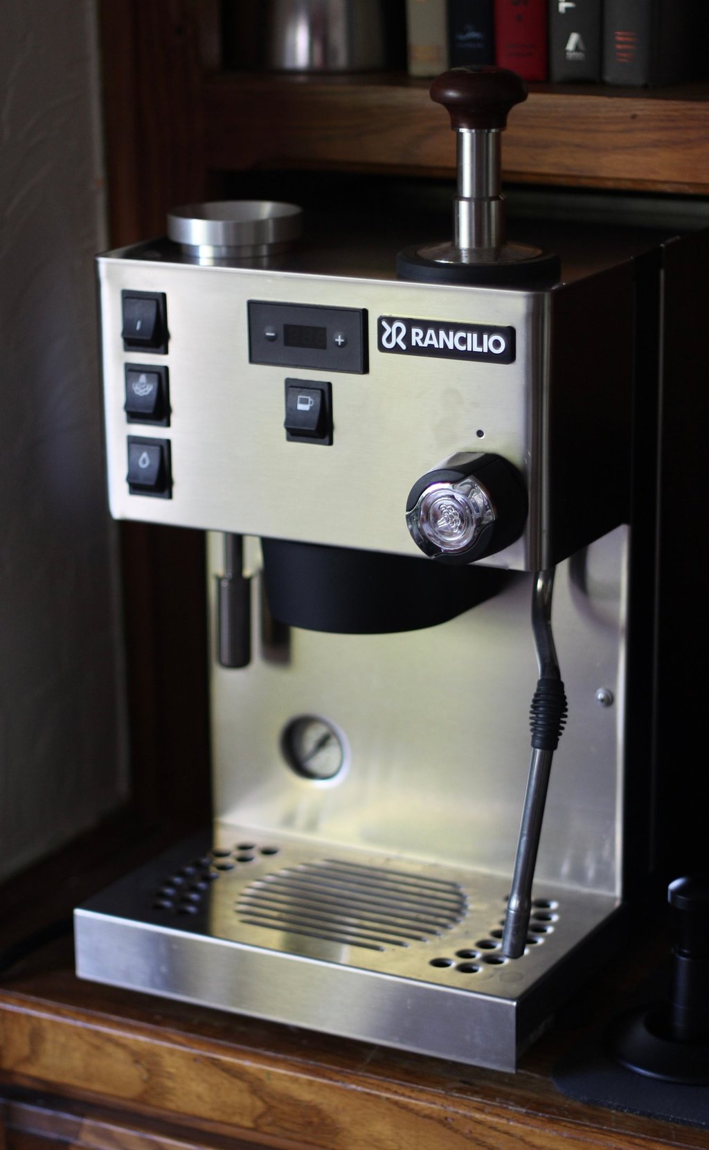 Rancilio Silvia Pro X espresso machine with dual boilers and stainless steel finish on countertop