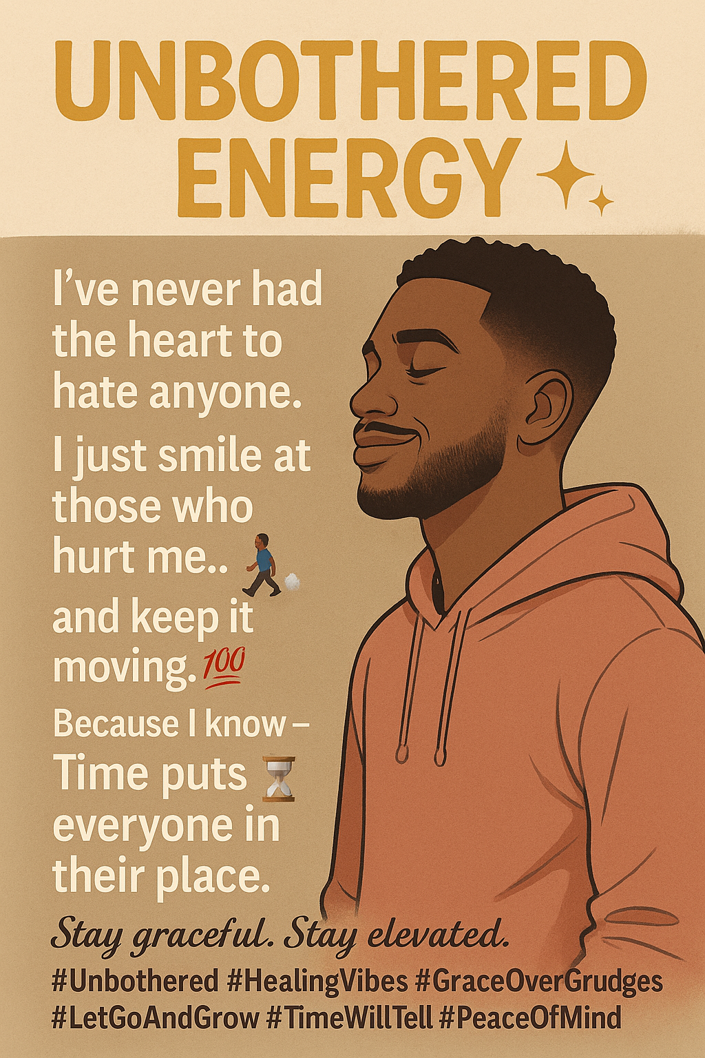 a man with a beard and a hoodie that is unbothered. #unbotheredenergy