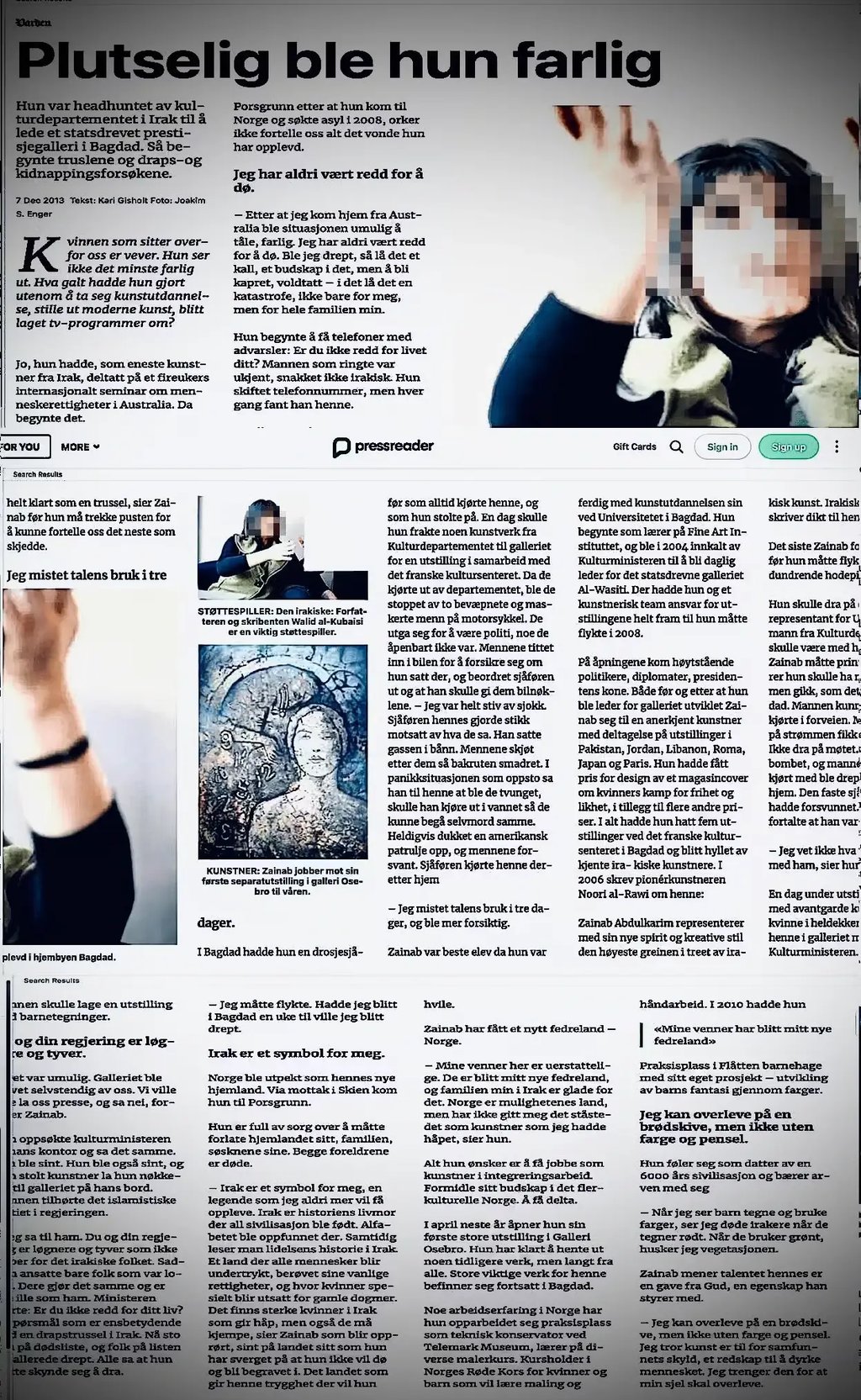 Zainab abdulkarim deceiving society, the press Varden.no, and the immigration authorities