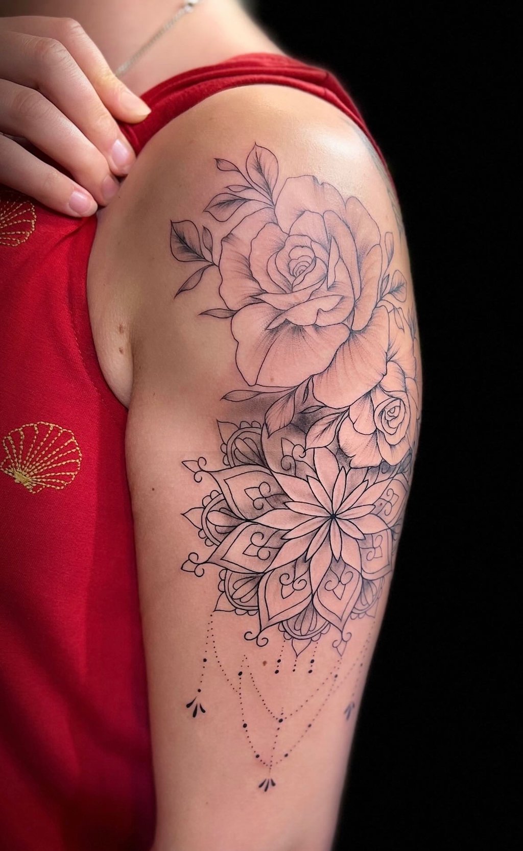 Fine line floral tattoo on forearm — Hurghada Tattoo Studio