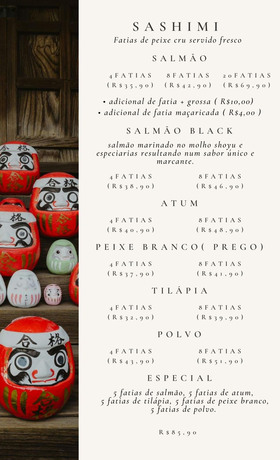 Cardápio Daruma Temaki e Rolls