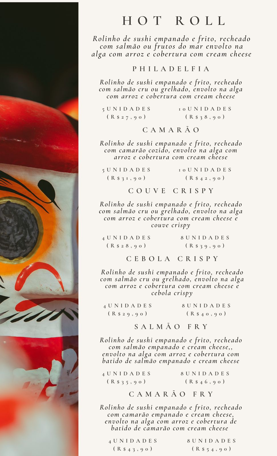 Cardápio Daruma Temaki e Rolls