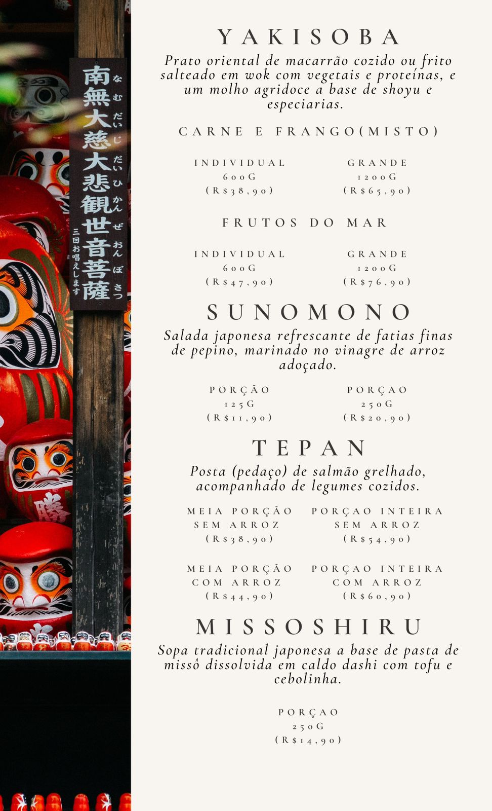 Cardápio Daruma Temaki e Rolls