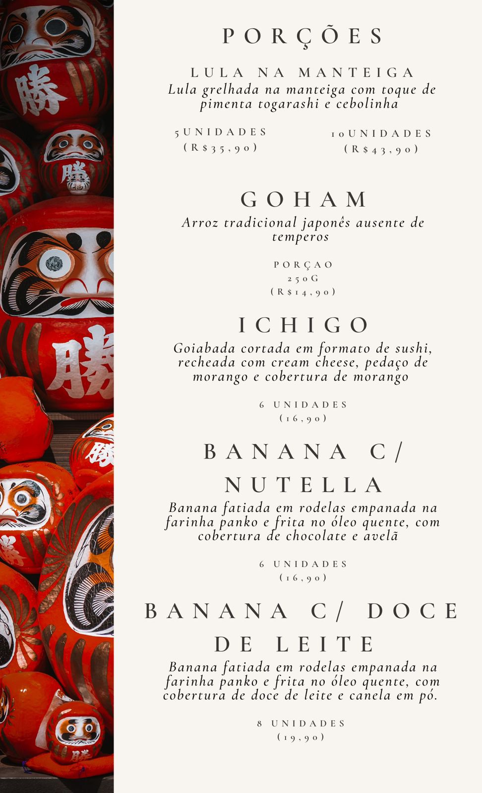 Cardápio Daruma Temaki e Rolls