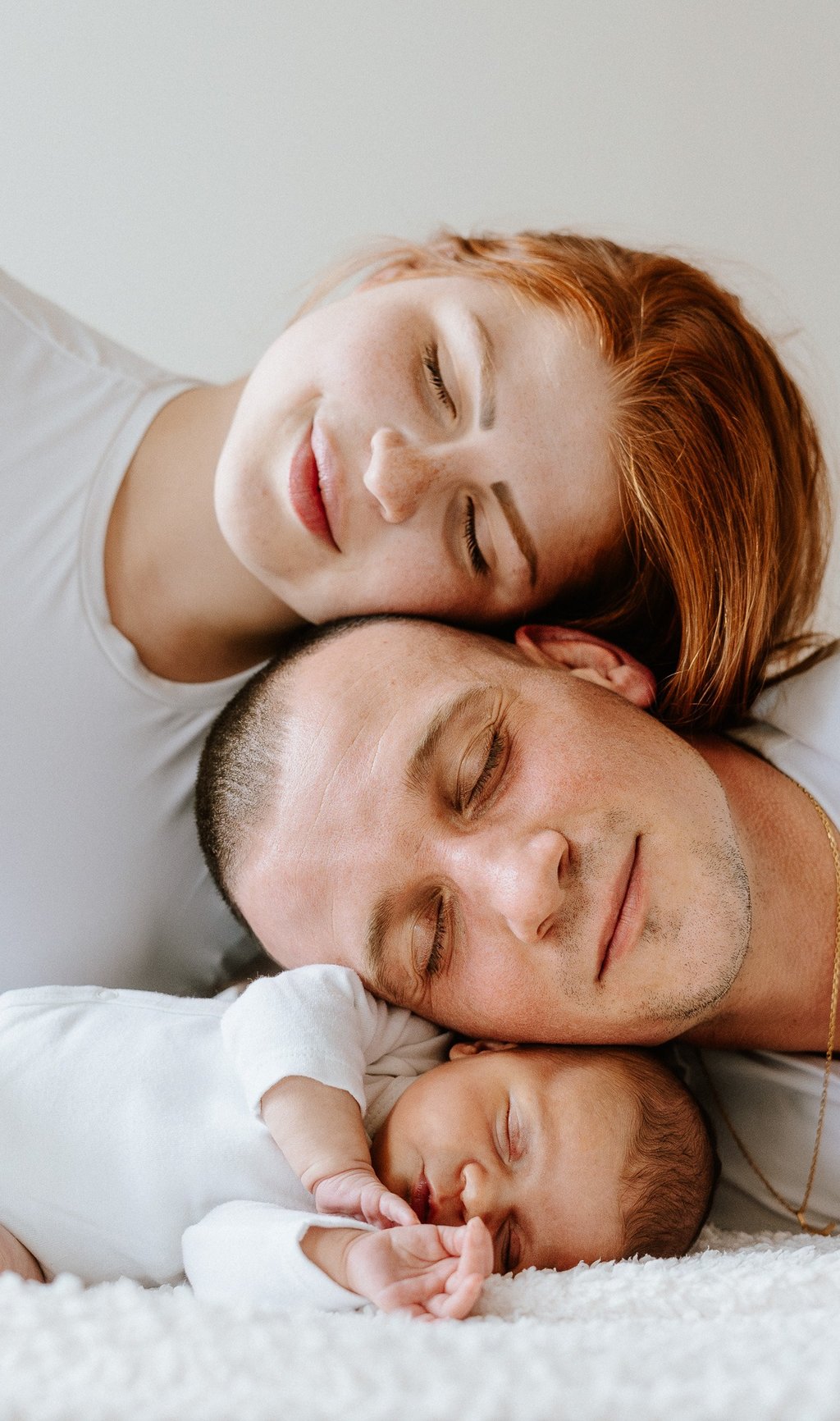 photo de famille trois têtes l'une sur l'autre