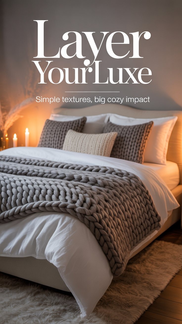 a bed with a blanket and candles on it