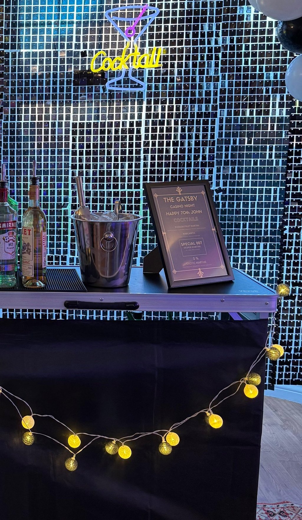 Mobile cocktail bar setup for weddings and private events