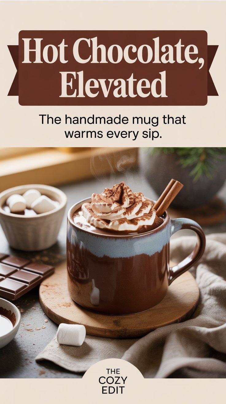 a hot chocolate mug with hot chocolate and marshmallows