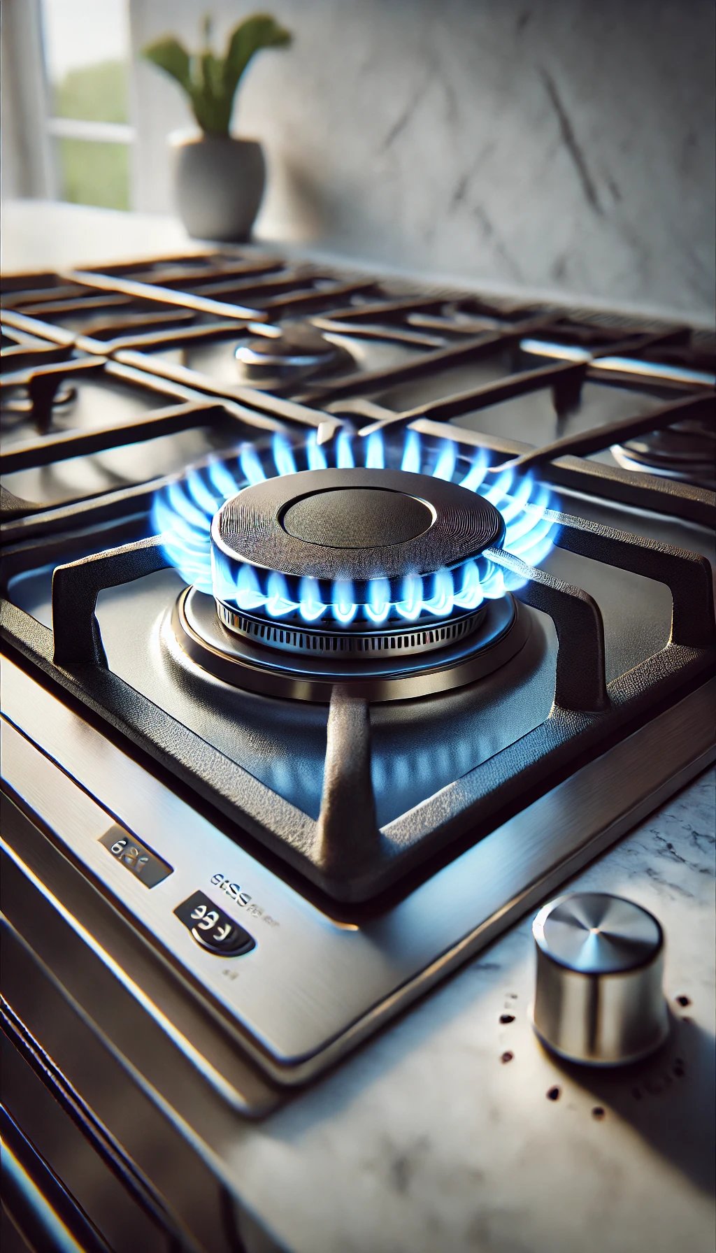 a lit gas burner