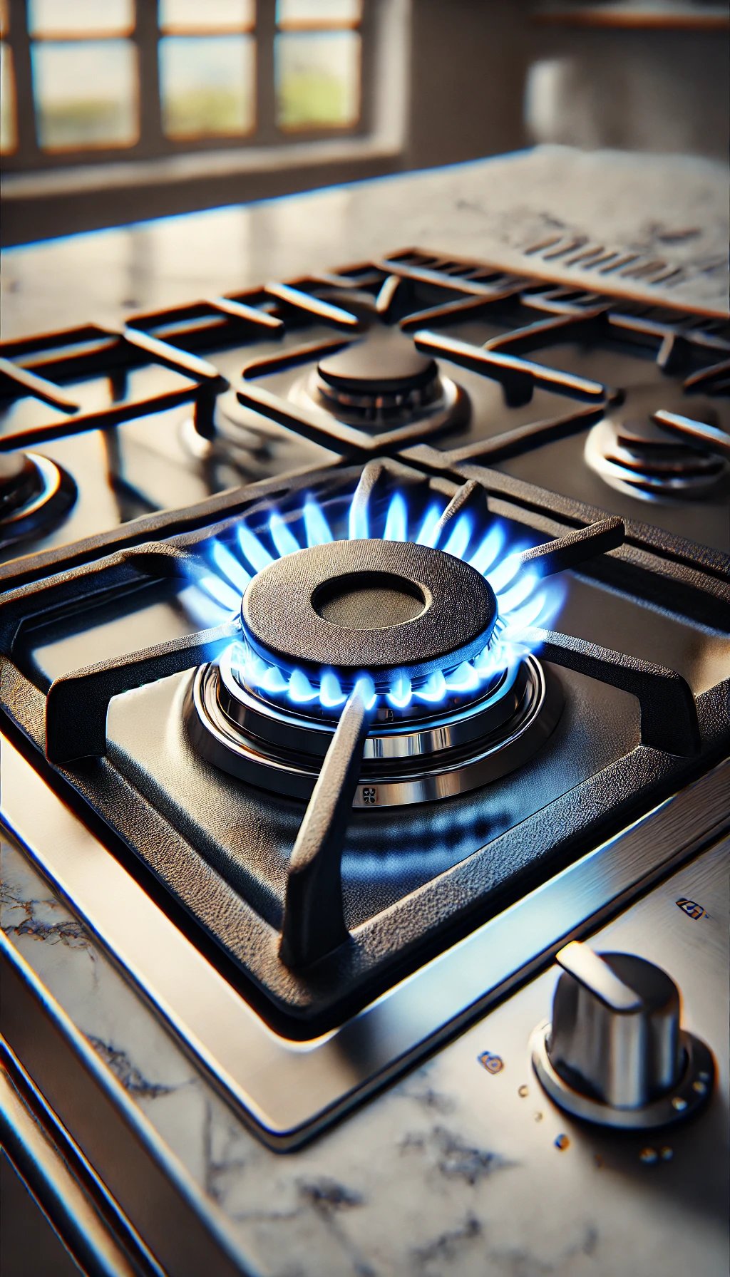 a gas burner with a blue flame