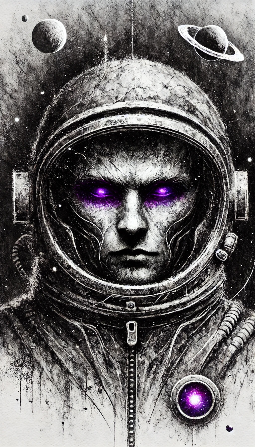Astronaut with cool purple eyes | simcaart.com