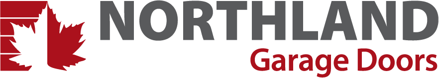 Northland Garage Doors company logo featuring a red maple leaf icon and professional typography.