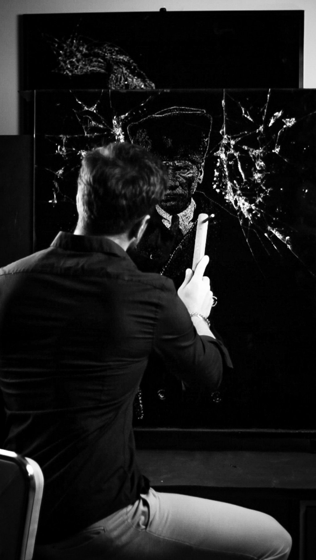 One-of-one broken glass artwork Mustafa Kemal Atatürk