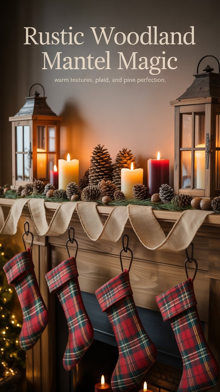a fireplace mantle mantle with christmas stockings and stockings