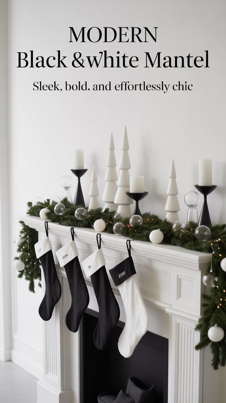 a fireplace mantle mantle with stockings and stockings