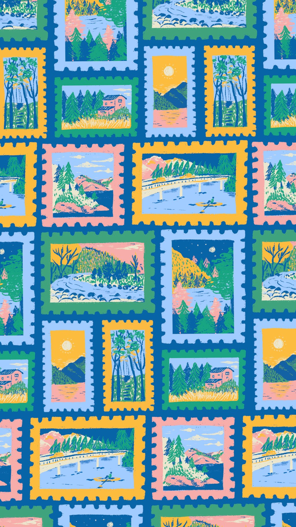 a quilter with a picture of a mountain scene