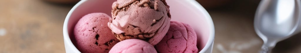 bolas de sorvete de morango e chocolate