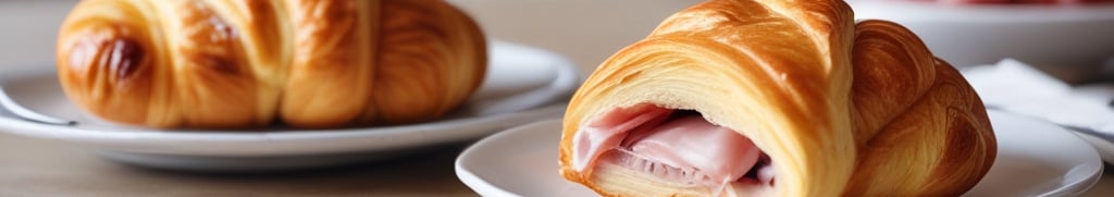 Croissant recheado com queijo e presunto