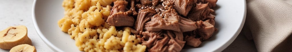 carne cozida com farofa de banana