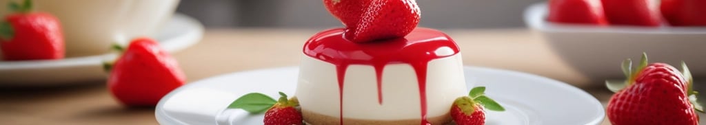 panacota com calda de morango