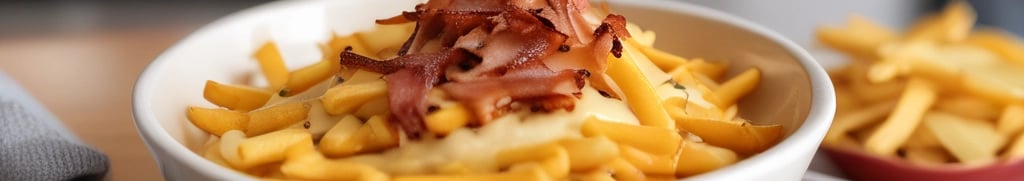 batata frita com molho cheddar e bacon