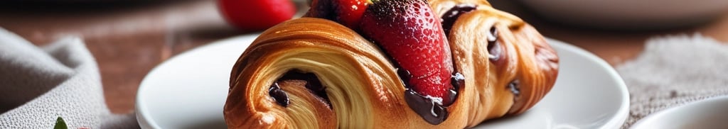 Croissant Doce de chocolate com morango