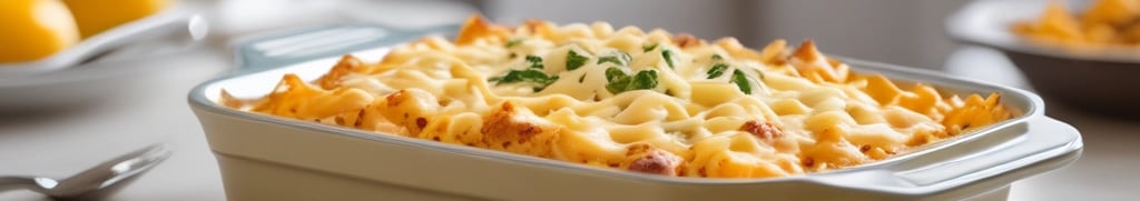 Macarrão Cremoso na Travessa com Queijo Gratinado