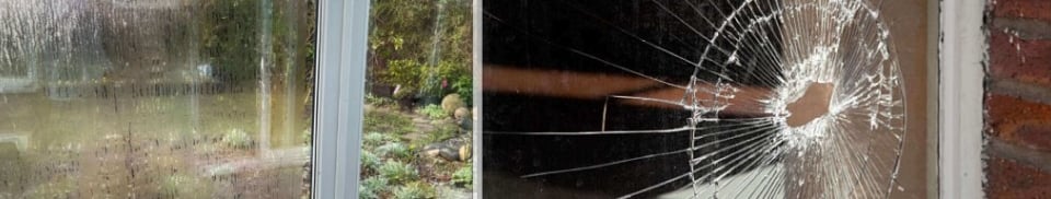 fogged glass and broken glass