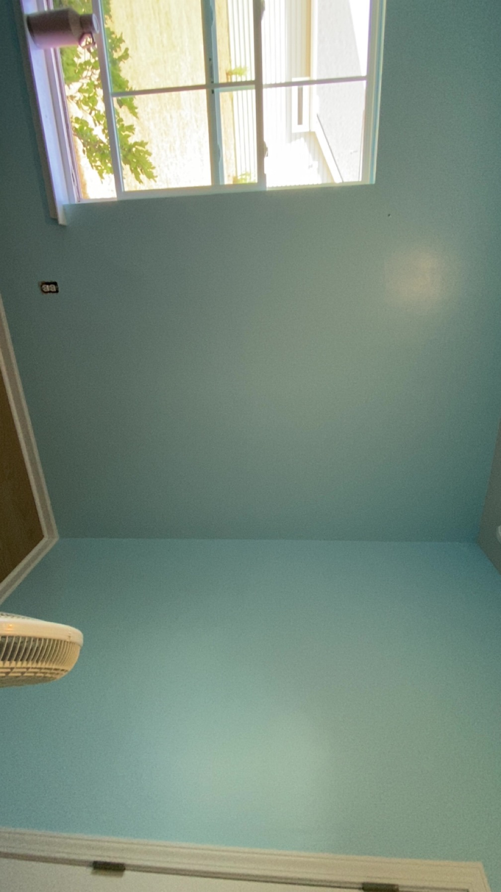 Freshly painted walls with no sign of a hole