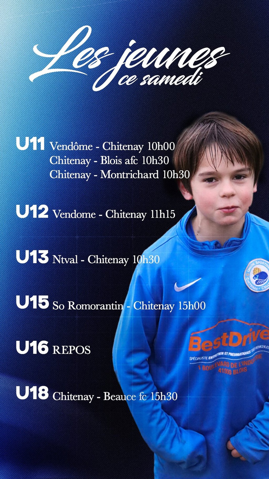 affiche match à venir