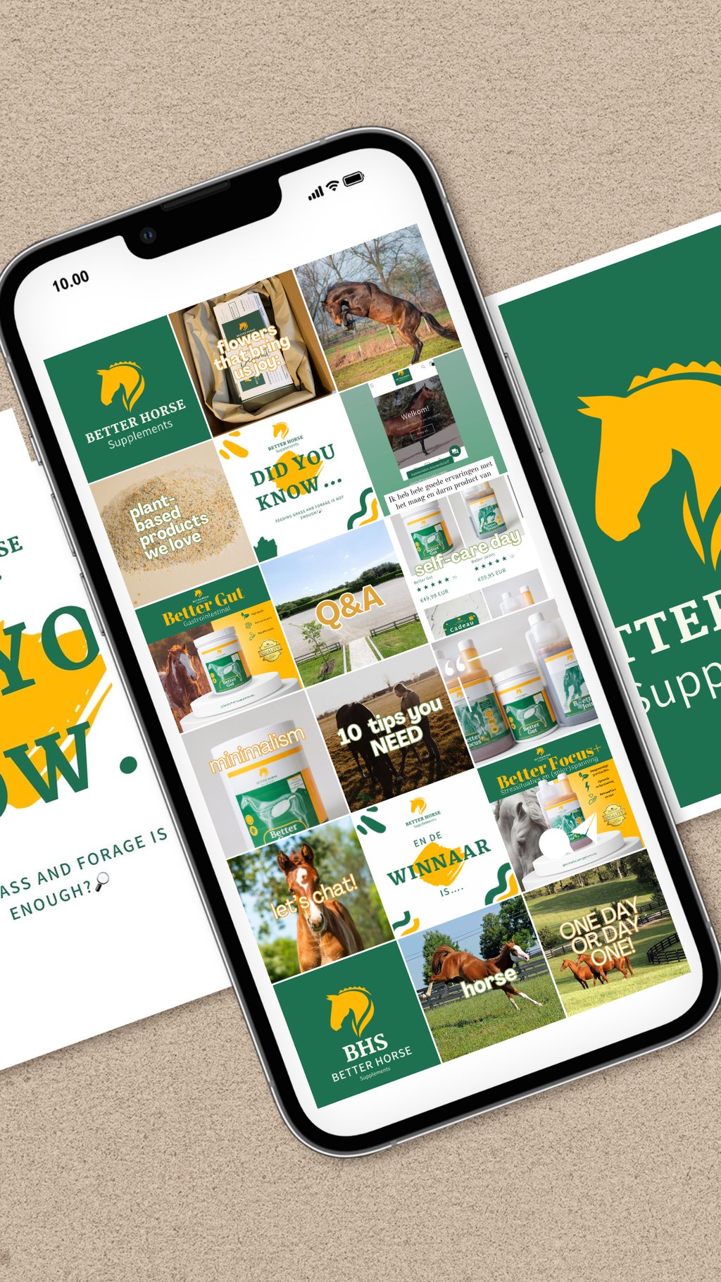 Een telefoonscherm met een instagram feed