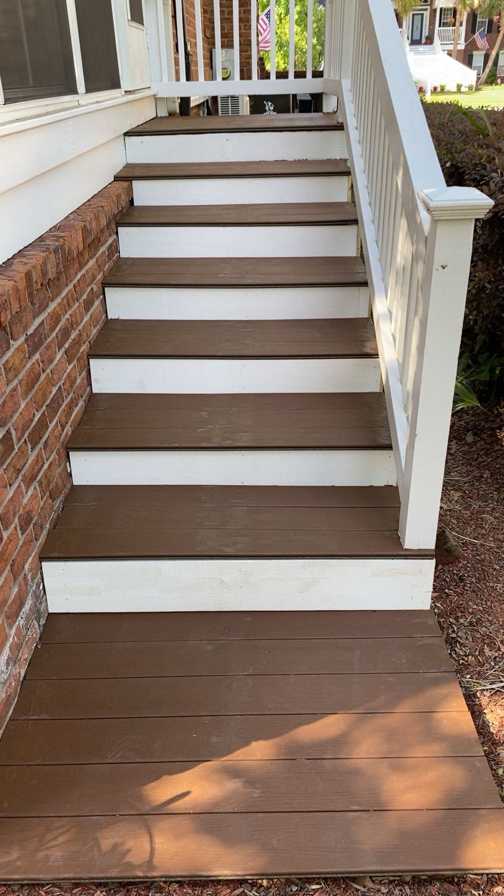 Composite deck boards to prevent rotting.