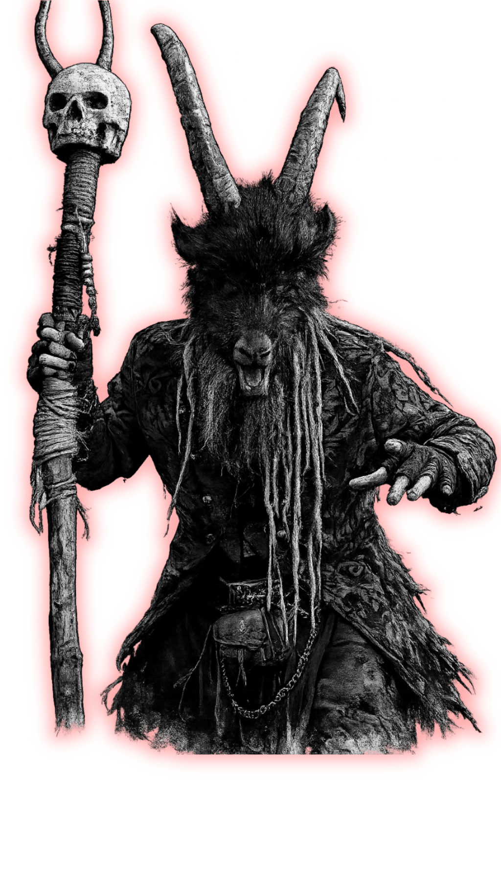 Goatman character at Backwoods Haunt haunted attraction in Barco NC