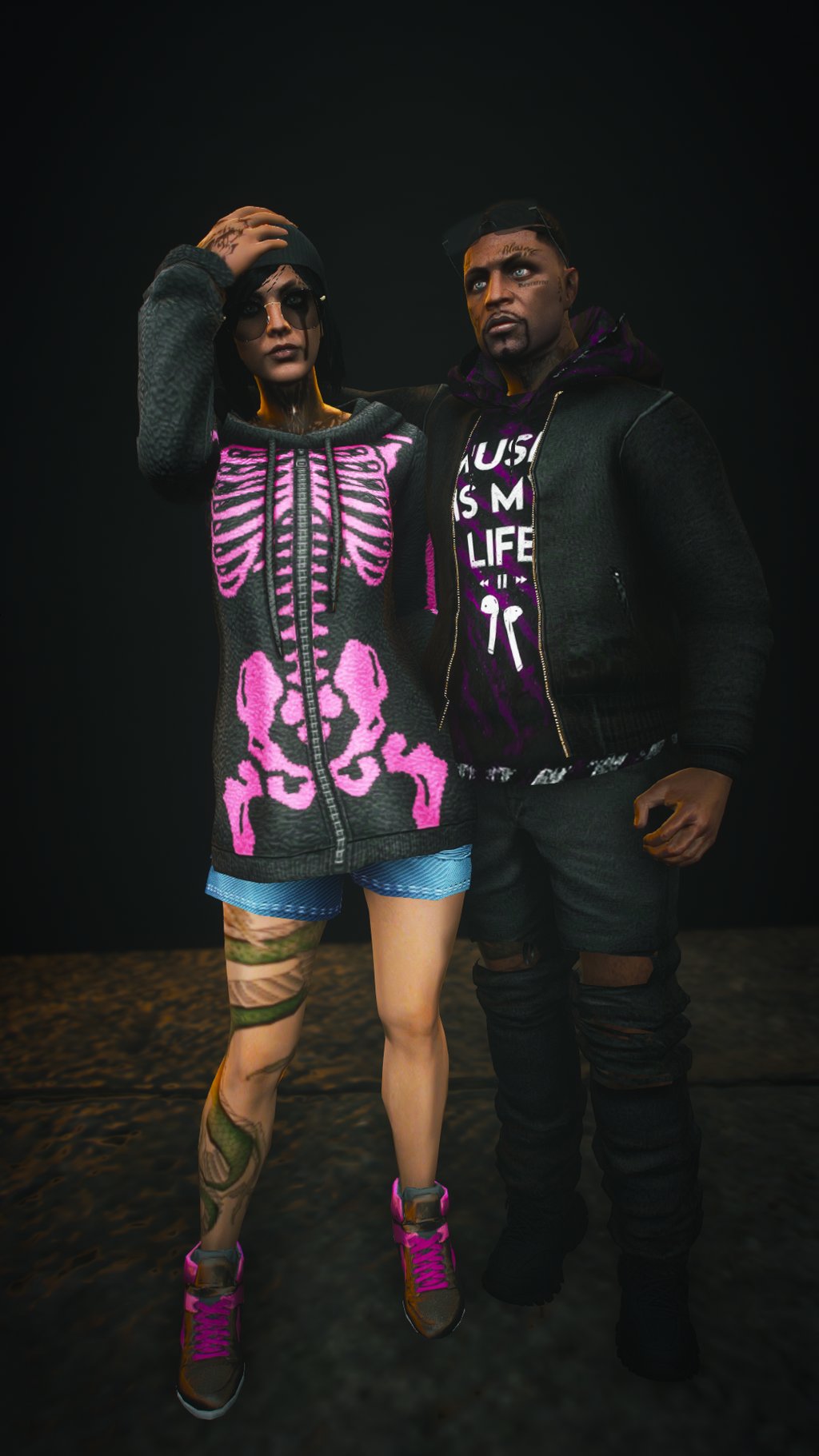 a man and woman in a skeleton skeleton skeleton headdress