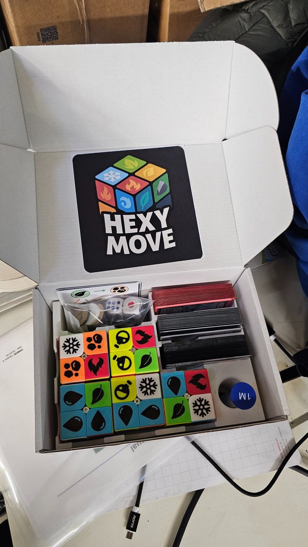 a box of assorted items in a box