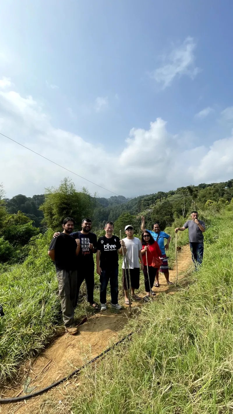 Trekking melewati hutan pinus Gunung Pancar di Sentul