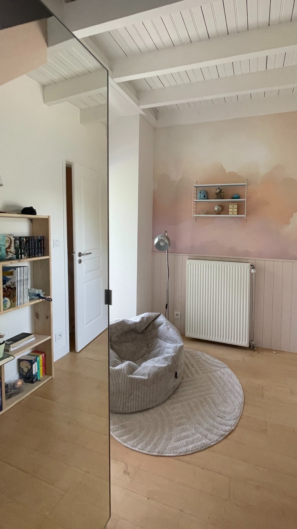 a bean bag chair in a room 