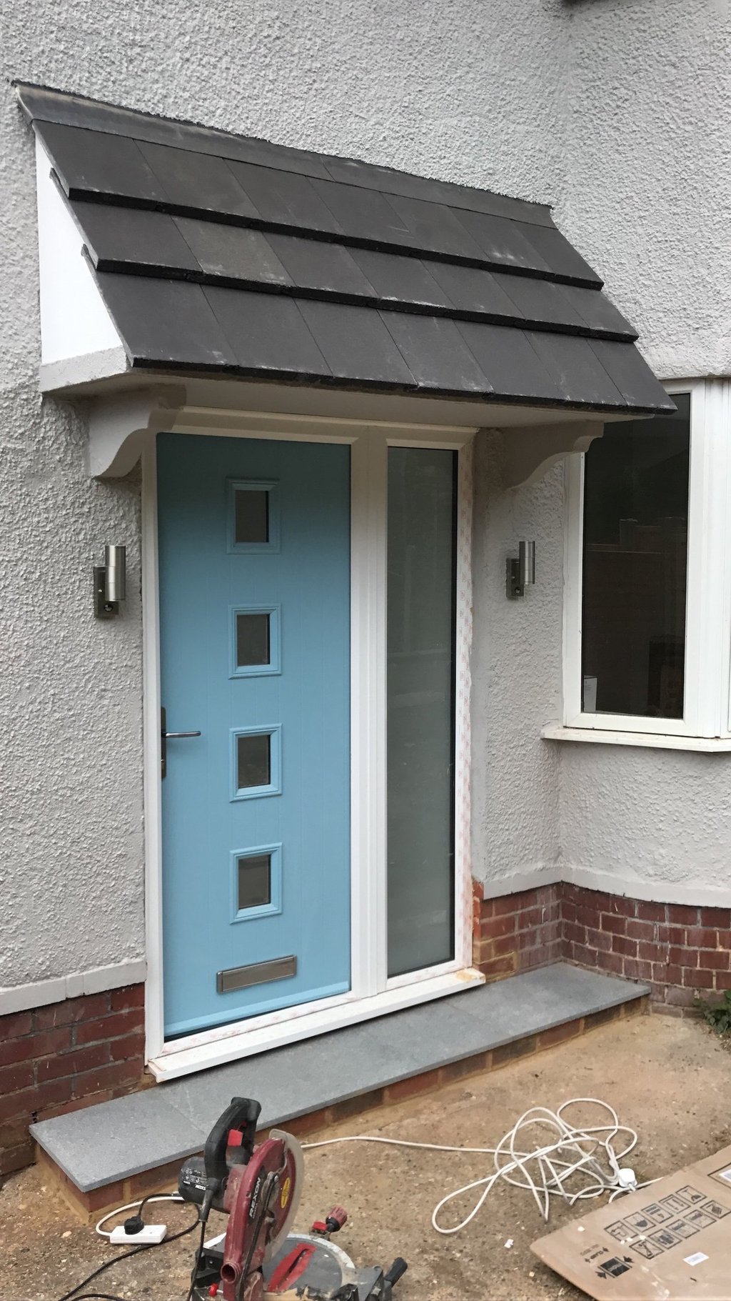 Duck Egg Blue Composite Front Door with Side Panel fitted In Bitterne, Southampton