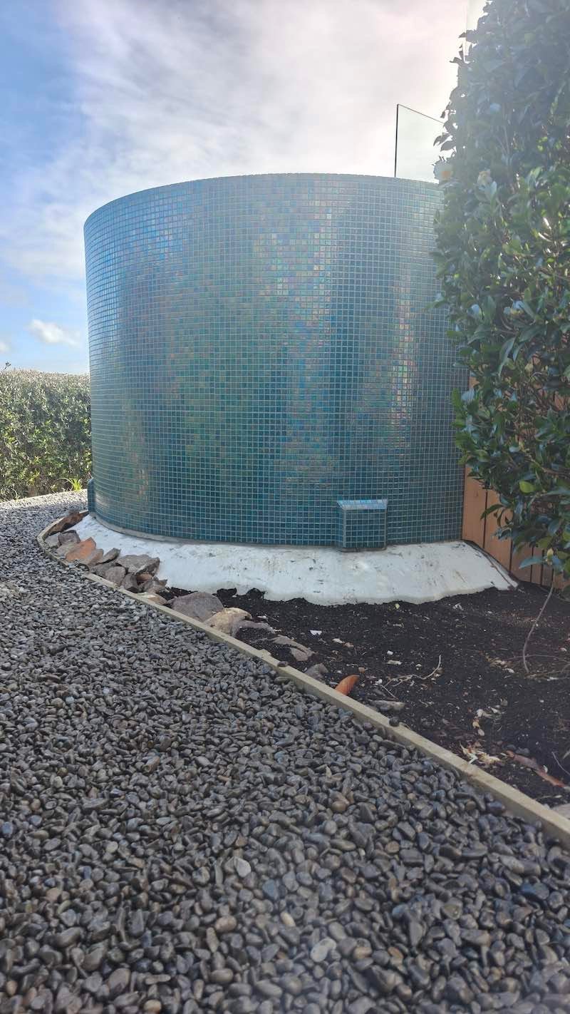 Tiled pool surrounds Langs Beach - CHR Builders