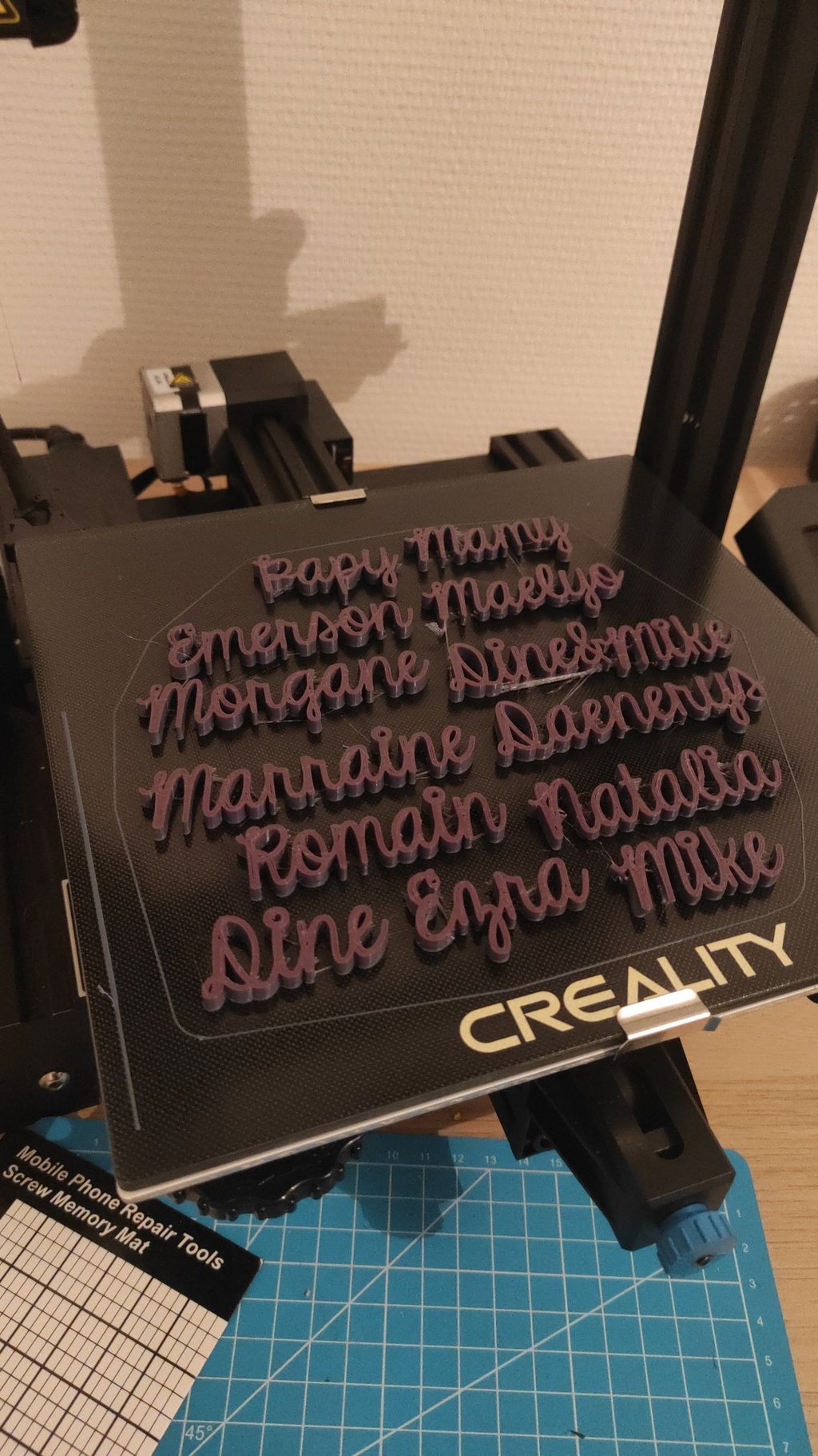 Prénoms imprimés en 3D