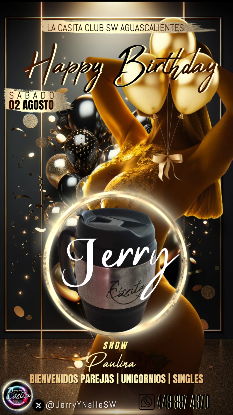 Flyer festejemos a Jerry anfitrion de nuestro club