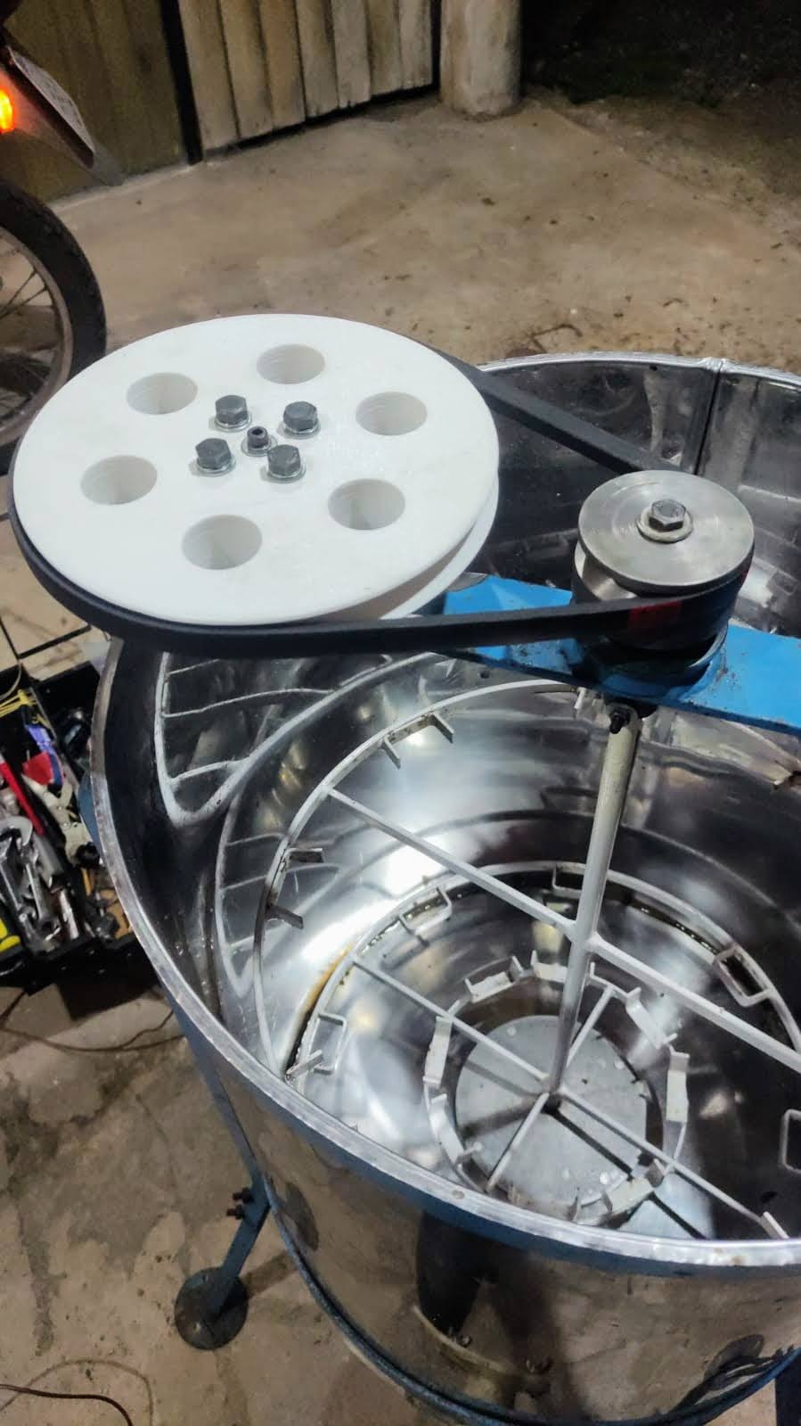 polia impressão 3d em uma máquina centrífuga