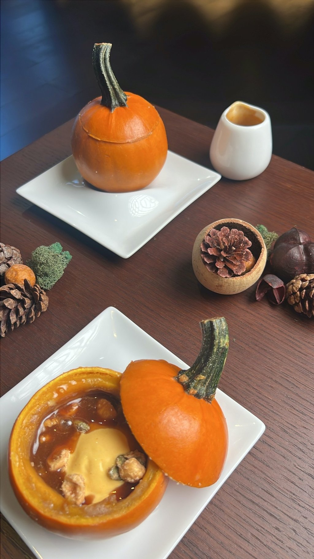 pumpkin sundae served on the shell